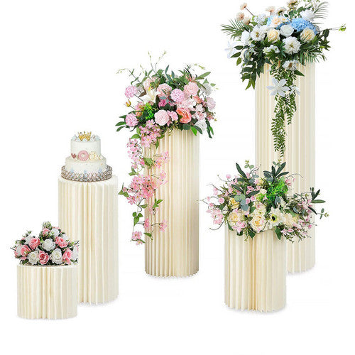 5 Hard Cardboard Display Stand | Round Plinth Cylinder Pedestal | Wedding Flower Display