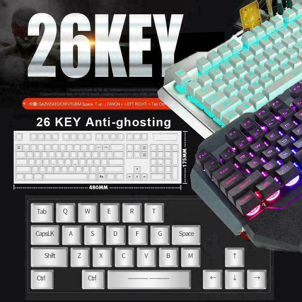 104 Keys Wireless Gaming Keyboard Mouse Set | Mouse Pad Included | RGB LED Backlit | PC/Laptop | Black-RGB