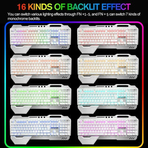 104 Keys Wireless Gaming Keyboard Mouse Set | Mouse Pad Included | RGB LED Backlit | PC/Laptop | White-RGB
