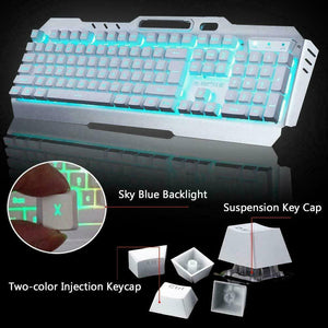 104 Keys Wireless Gaming Keyboard Mouse Set | Mouse Pad Included | RGB LED Backlit | PC/Laptop | White-RGB