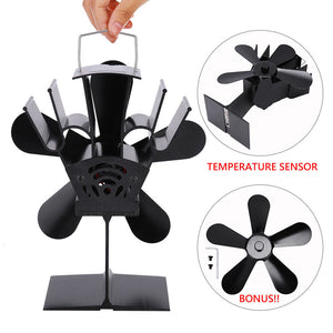Wood Heater Fan | Eco Heat Powered | Self-Powered Silent Fireplace Stove Burner
