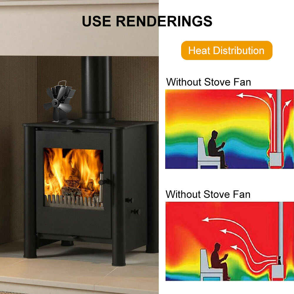 Wood Heater Fan | Eco Heat Powered | Self-Powered Silent Fireplace Stove Burner