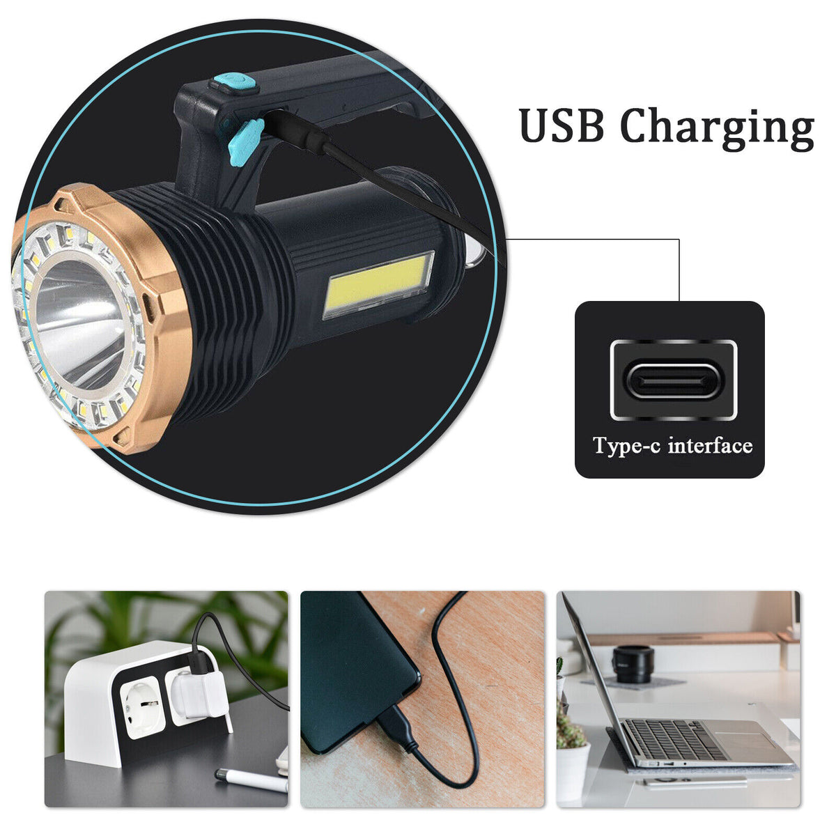 Most Powerful 1200000lm LED Flashlight | Super Bright Torch Lamp | USB Rechargeable