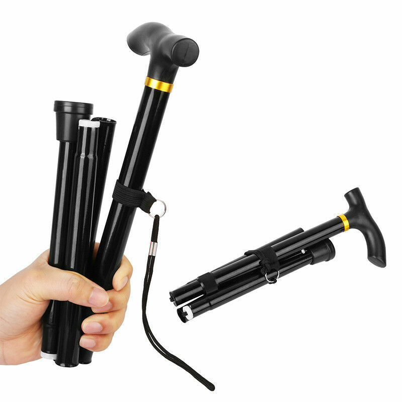 Adjustable Walking Stick | Travel Retractable Hiking Folding Cane | Metal Pole