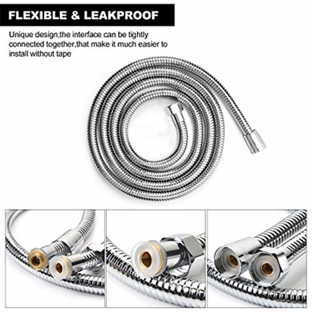 5 FT Handheld Shower Head Hose | 1.5m Bathroom | Stainless Steel Shower Water Tube