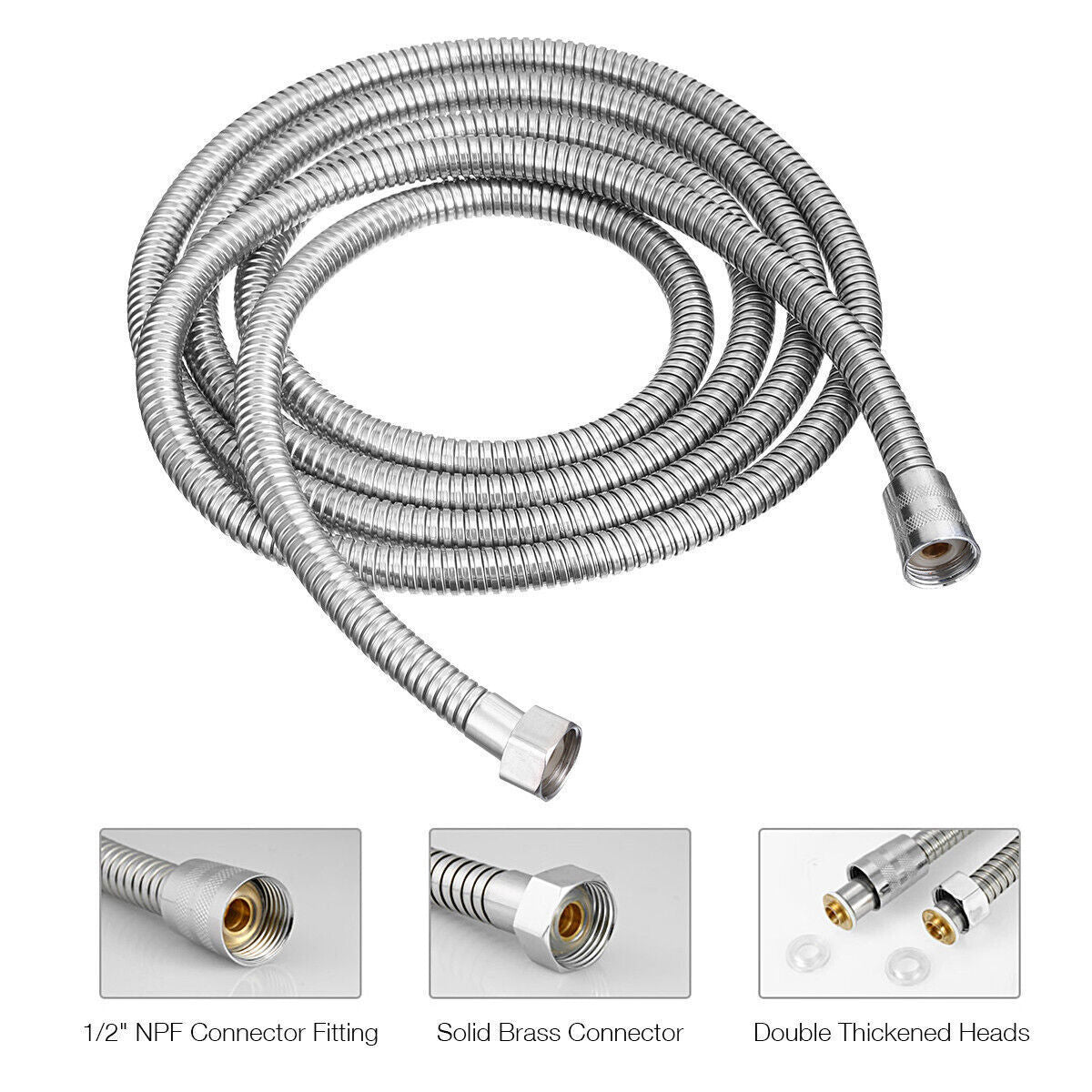 5 FT Handheld Shower Head Hose | 1.5m Bathroom | Stainless Steel Shower Water Tube