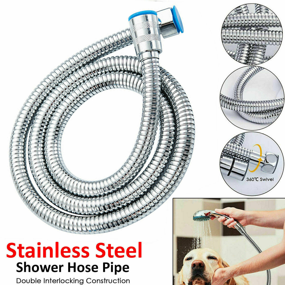 Shower Head Hose | 3M Stainless Steel | Bathroom Flexible Tube | Replacement Pipe | AU Standard