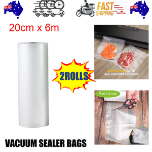 2ROLLS 20CM Vacuum Sealer Bags Rolls | Vacuum Food Saver | Storage Seal | 6M
