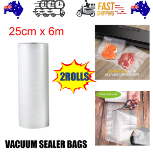 Vacuum Sealer Bags | 2 Rolls | 25cm x 6m | Food Saver Storage | Vacuum Seal