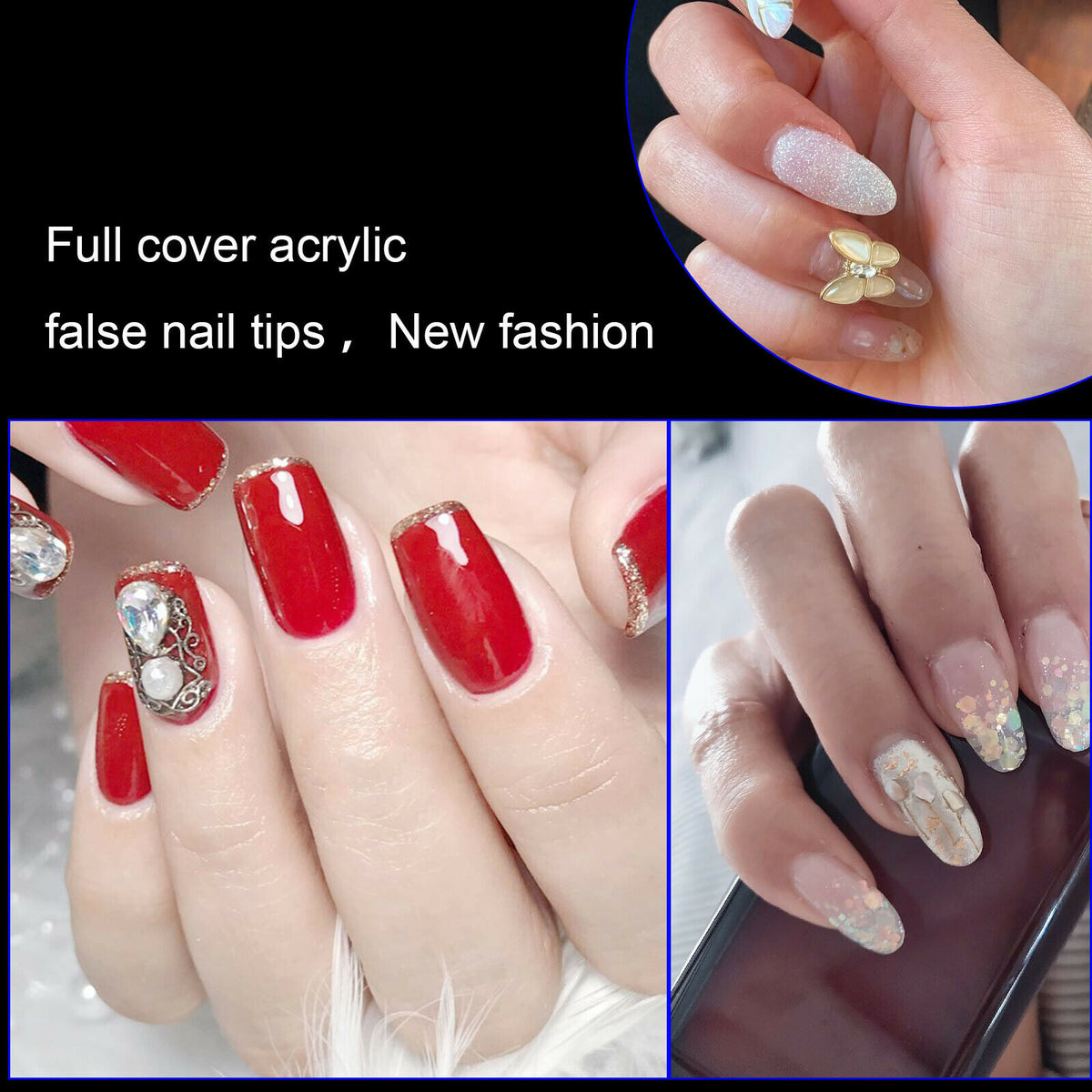 500Pcs Fake French Nail Tips | White Clear | Stiletto | False Gel Pointy Art | Acrylic