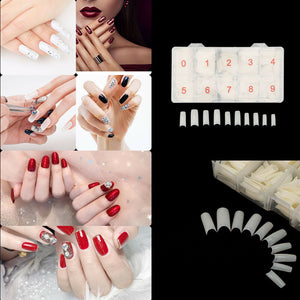 500Pcs Fake French Nail Tips | White Clear | Stiletto | False Gel Pointy Art | Acrylic