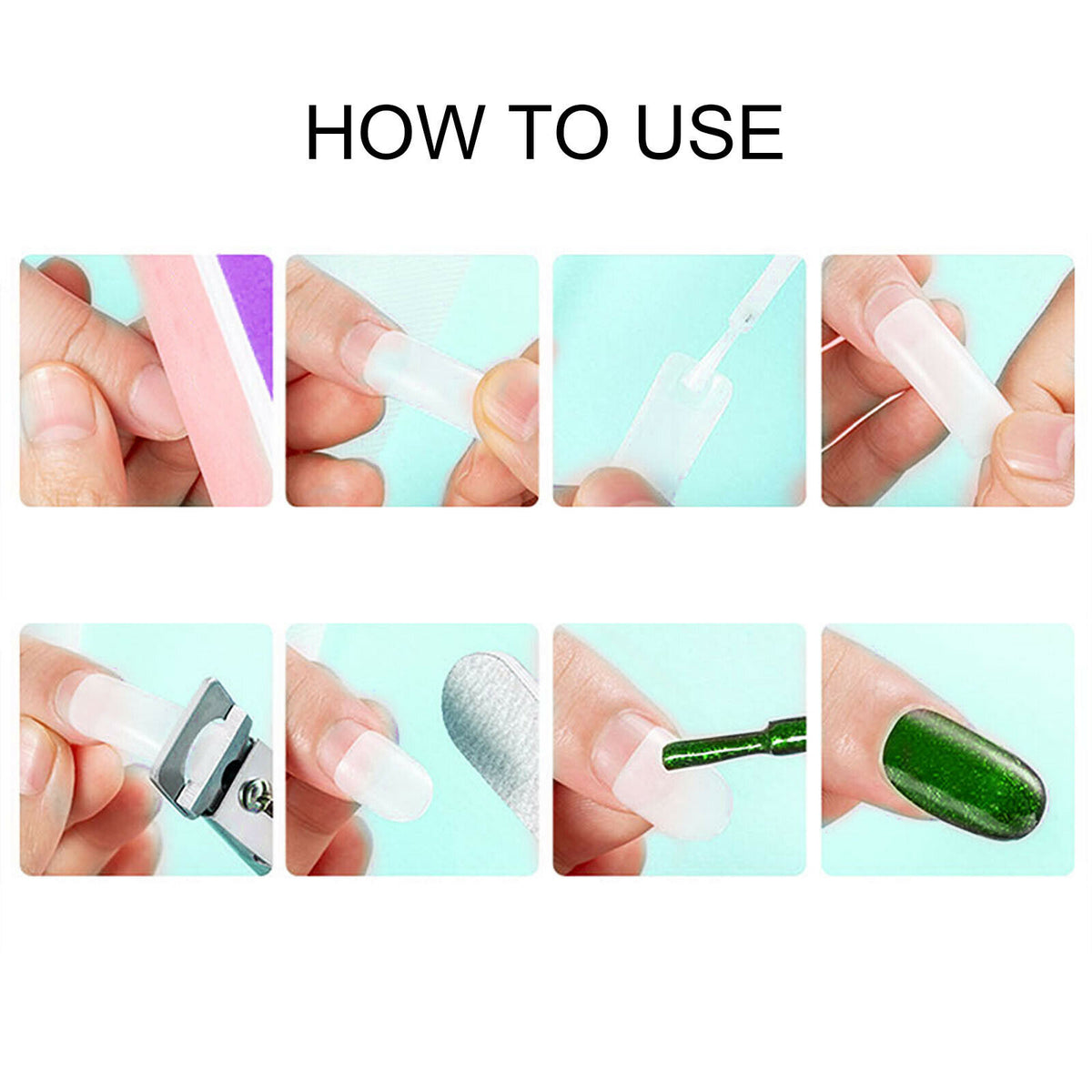 500Pcs Fake French Nail Tips | White Clear | Stiletto | False Gel Pointy Art | Acrylic