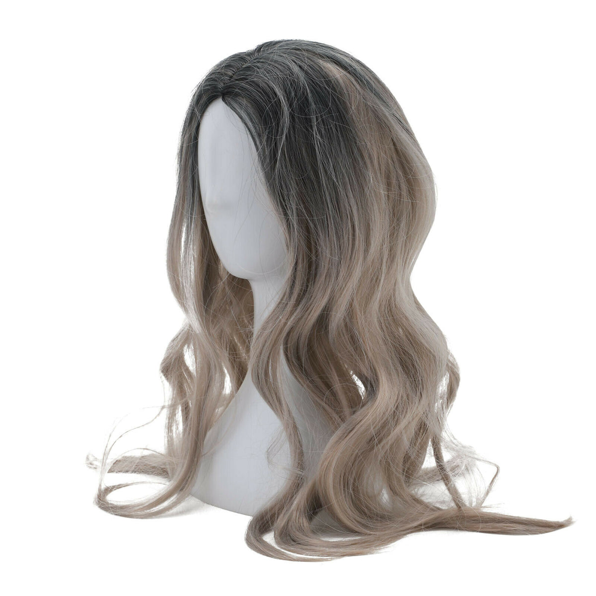 Brown Gold Long Wavy Wig | Synthetic Curly Hair | Cosplay Fashion | Blonde Highlight