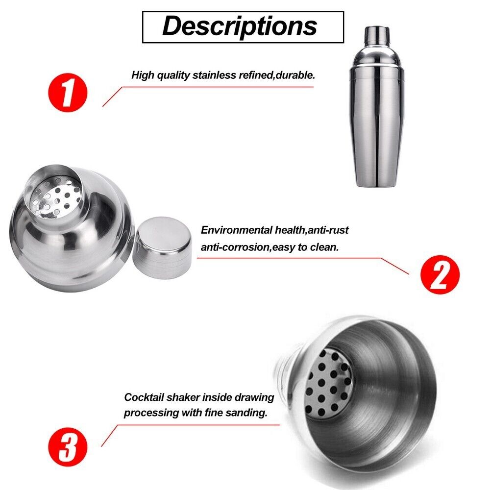 Boston Cocktail Shaker Set | Maker Mixer Martini Spirit Bar Strainer | Bartender Kit