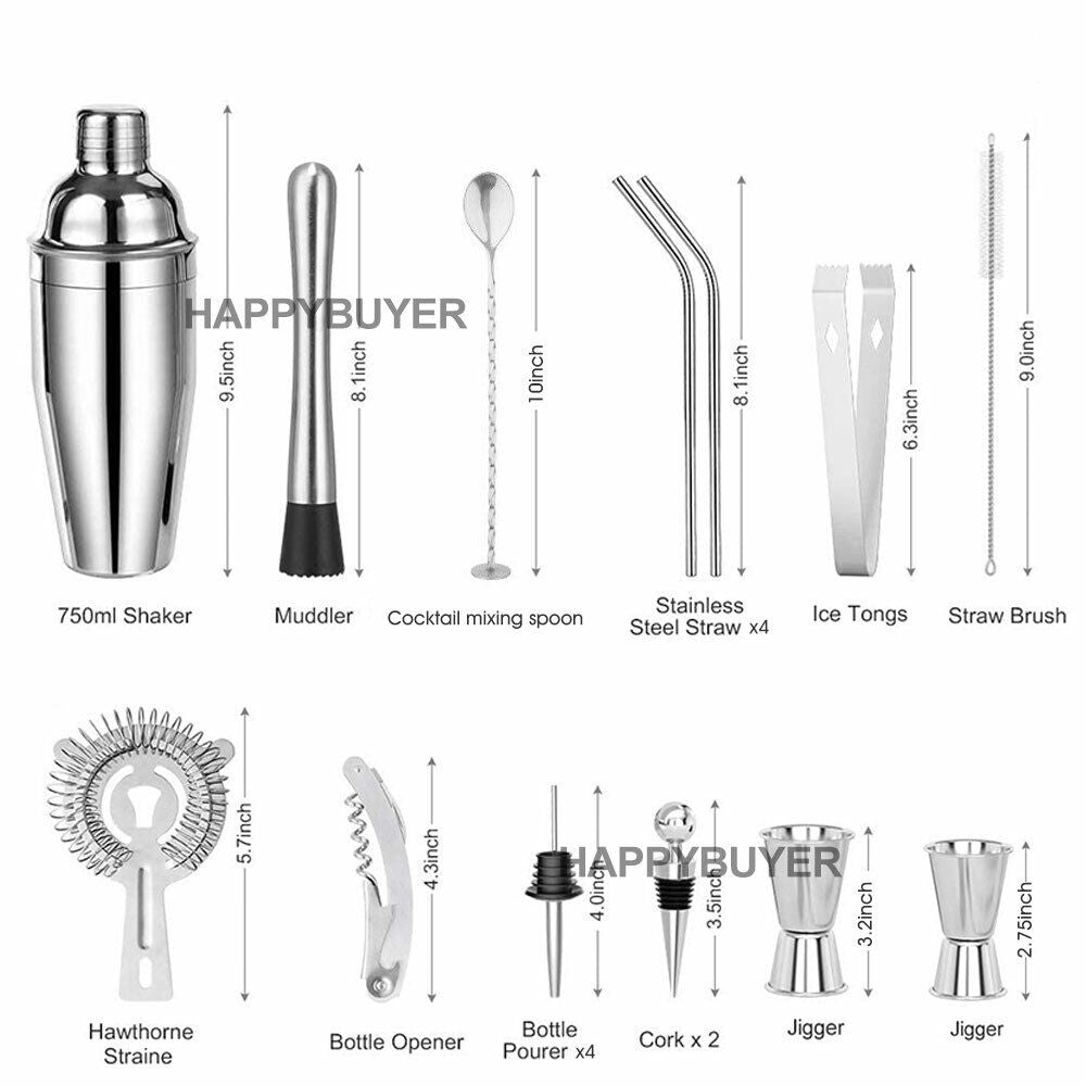 20Pcs Cocktail Shaker Set | 750ml Martini Strainer | Bartender Kit | Bar Spirits Maker