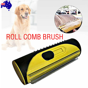 Deshedding Trimmer Brush for Dogs & Cats | Grooming Roll Comb | Yellow | Fur Shedding Control