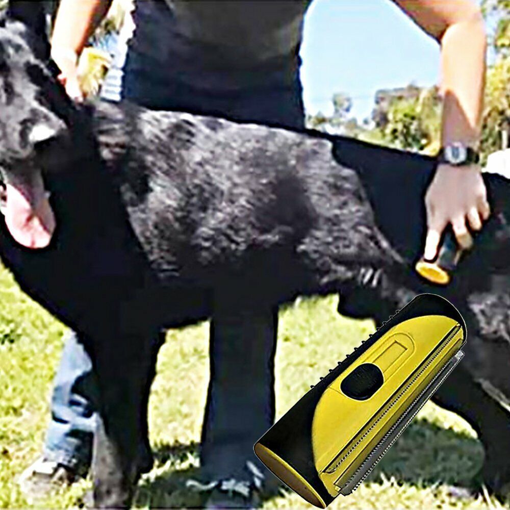 Deshedding Trimmer Brush for Dogs & Cats | Grooming Roll Comb | Yellow | Fur Shedding Control