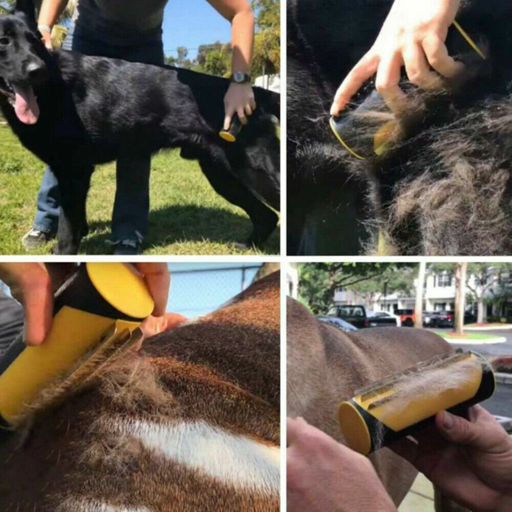 Deshedding Trimmer Brush for Dogs & Cats | Grooming Roll Comb | Yellow | Fur Shedding Control