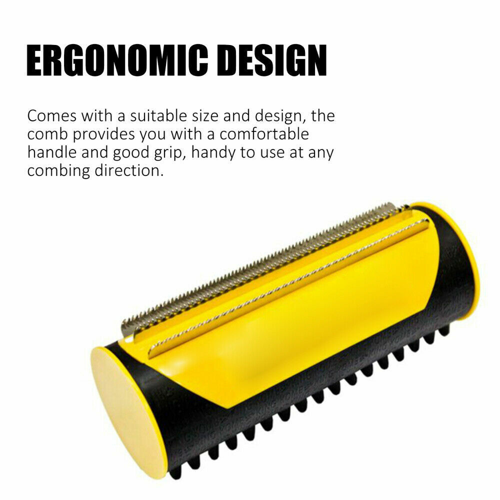 Deshedding Trimmer Brush for Dogs & Cats | Grooming Roll Comb | Yellow | Fur Shedding Control