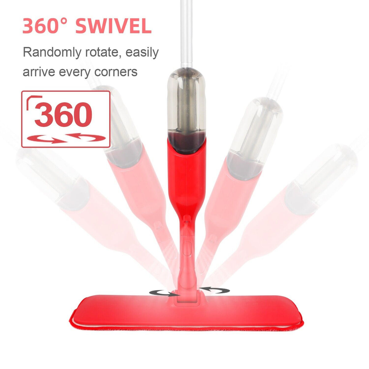 Spray Flat Mop | Microfiber Pads | Floor/Tile Kitchen Bathroom Living Room Cleaning