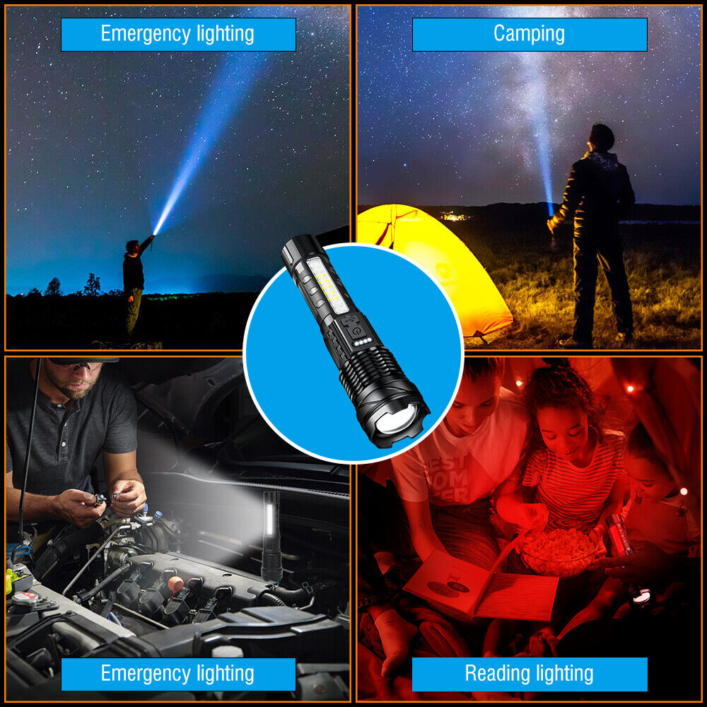 Super Bright Flashlight | 30W | 14 LED | White Laser Tactical Torch | Camping | AU