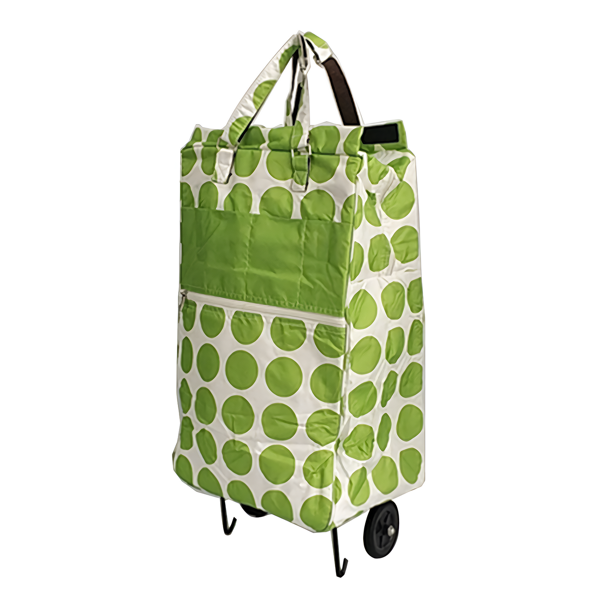 Shopping Trolley Cart Bag | Foldable Wheels | Green Circle Design | Market & Luggage Use