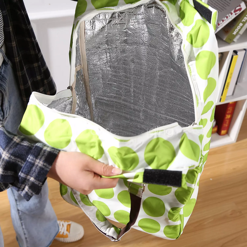 Shopping Trolley Cart Bag | Foldable Wheels | Green Circle Design | Market & Luggage Use