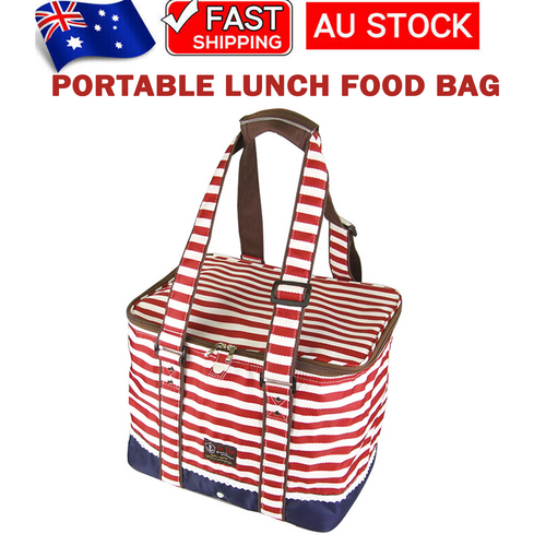 Insulated Picnic Bag | Red | Thermal Cooler | Portable Lunch Food Tote | Carry Storage