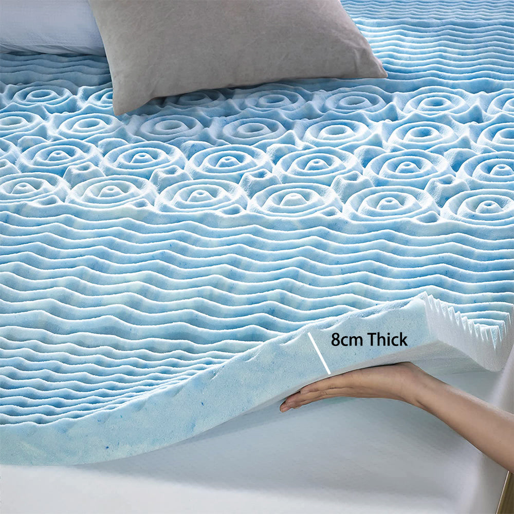 7 Zone Memory Foam Topper Mattress | Cool Gel Pad Mat | Medium Firm | 8cm Thick | 183cm x 203cm