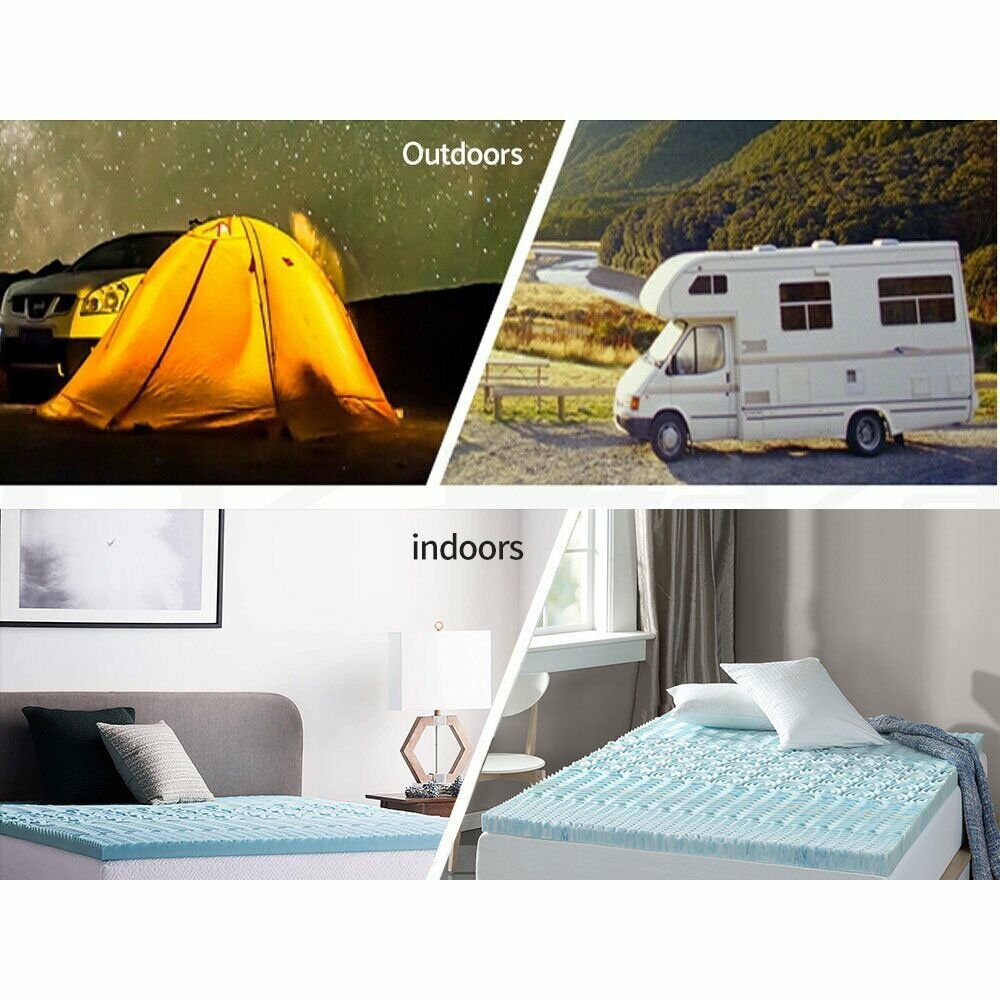 7 Zone Memory Foam Topper Mattress | Cool Gel Pad Mat | Medium Firm | 8cm Thick | 183cm x 203cm