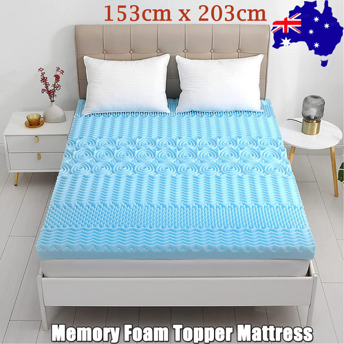 7 Zone Memory Foam Topper Mattress | Cool Gel Pad Mat | Medium Firm | 8cm Thick | 153cm x 203cm
