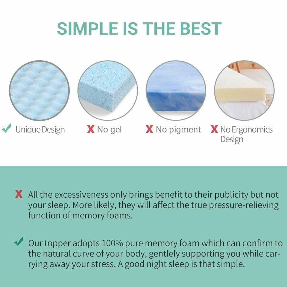 7 Zone Memory Foam Topper Mattress | Cool Gel Pad Mat | Medium Firm | 8cm Thick | 153cm x 203cm