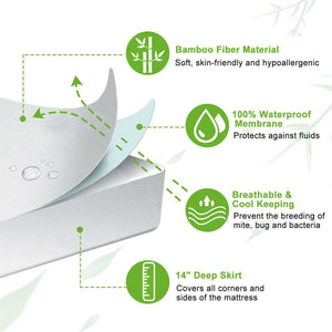 King Single Bamboo Mattress Protector | Fully Fitted | Waterproof & Breathable Design