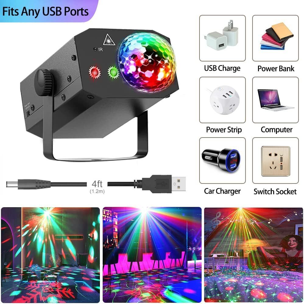Dance Party Disco Ball | DJ Disco Rave Stage Strobe Laser Lights | Remote Control