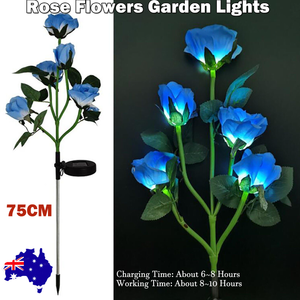 Blue Bulk Solar Garden Lights | 75cm Long Rose Flowers | Yard Lamp Xmas Halloween Deco | AU
