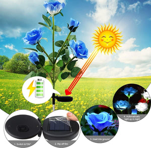 Blue Bulk Solar Garden Lights | 75cm Long Rose Flowers | Yard Lamp Xmas Halloween Deco | AU