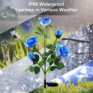 Blue Bulk Solar Garden Lights | 75cm Long Rose Flowers | Yard Lamp Xmas Halloween Deco | AU