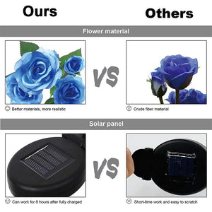 Blue Bulk Solar Garden Lights | 75cm Long Rose Flowers | Yard Lamp Xmas Halloween Deco | AU