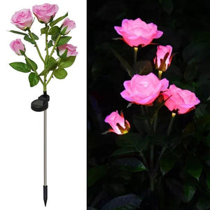 Pink Bulk Solar Garden Lights | 75cm Long Rose Flowers | Yard Lamp | Xmas | Halloween Deco | AU