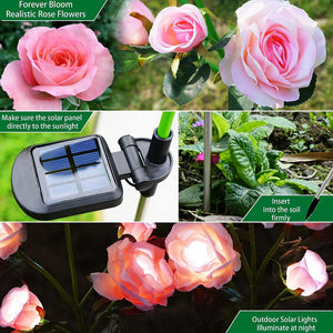 Pink Bulk Solar Garden Lights | 75cm Long Rose Flowers | Yard Lamp | Xmas | Halloween Deco | AU
