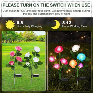 Pink Bulk Solar Garden Lights | 75cm Long Rose Flowers | Yard Lamp | Xmas | Halloween Deco | AU