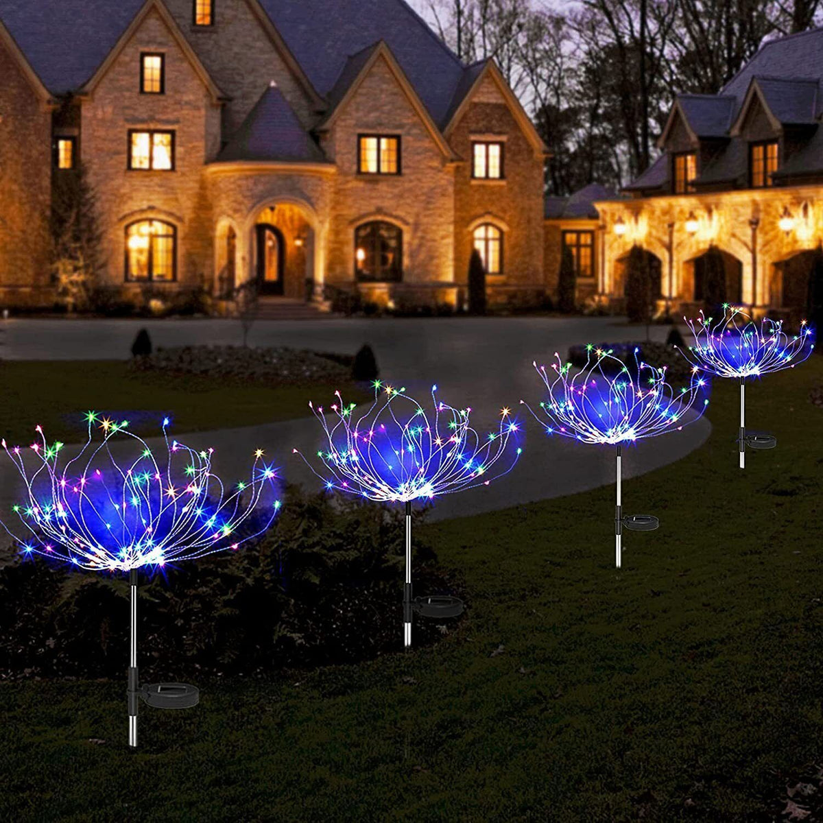 Colourful Fireworks 150 LED Fairy String Lights | Starburst Solar Xmas Garden Night Lamp | NEW