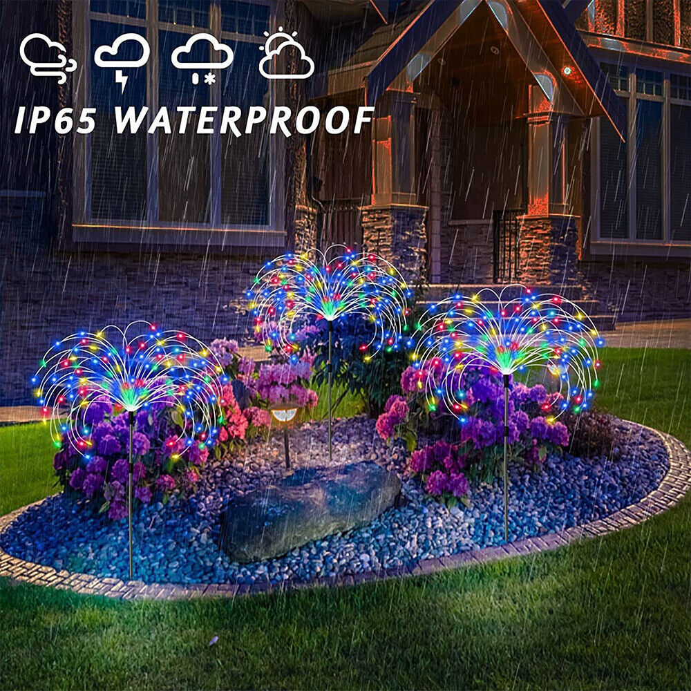 Colourful Fireworks 150 LED Fairy String Lights | Starburst Solar Xmas Garden Night Lamp | NEW