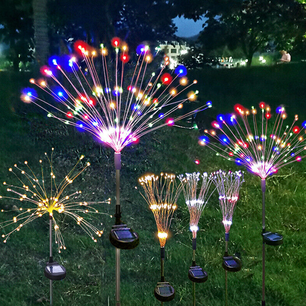 Colourful Fireworks 150 LED Fairy String Lights | Starburst Solar Xmas Garden Night Lamp | NEW