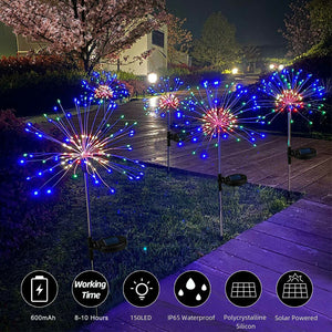 Colourful Fireworks 200 LED Fairy String Lights | Starburst Solar Xmas Garden Night Lamp | NEW