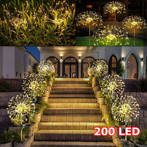 Warm White Fireworks 200 LED Fairy String Lights | Starburst Solar Xmas Garden Night Lamp | NEW