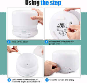 Aroma Aromatherapy Diffuser | LED Oil Ultrasonic Air Humidifier | Purifier | 500ML | White