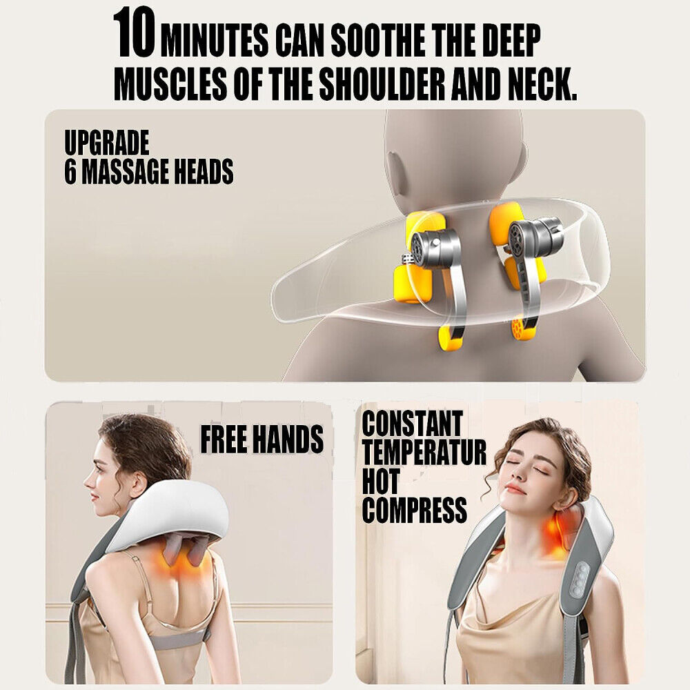 5D Massagers for Neck and Shoulder with Heat | Goletsure Pain Relief | Deep Kneading | Grey
