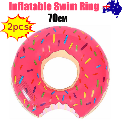 Giant Donut Raft Swim Ring | 2 Pcs | Pink Color | 70cm | Inflatable Pool Float