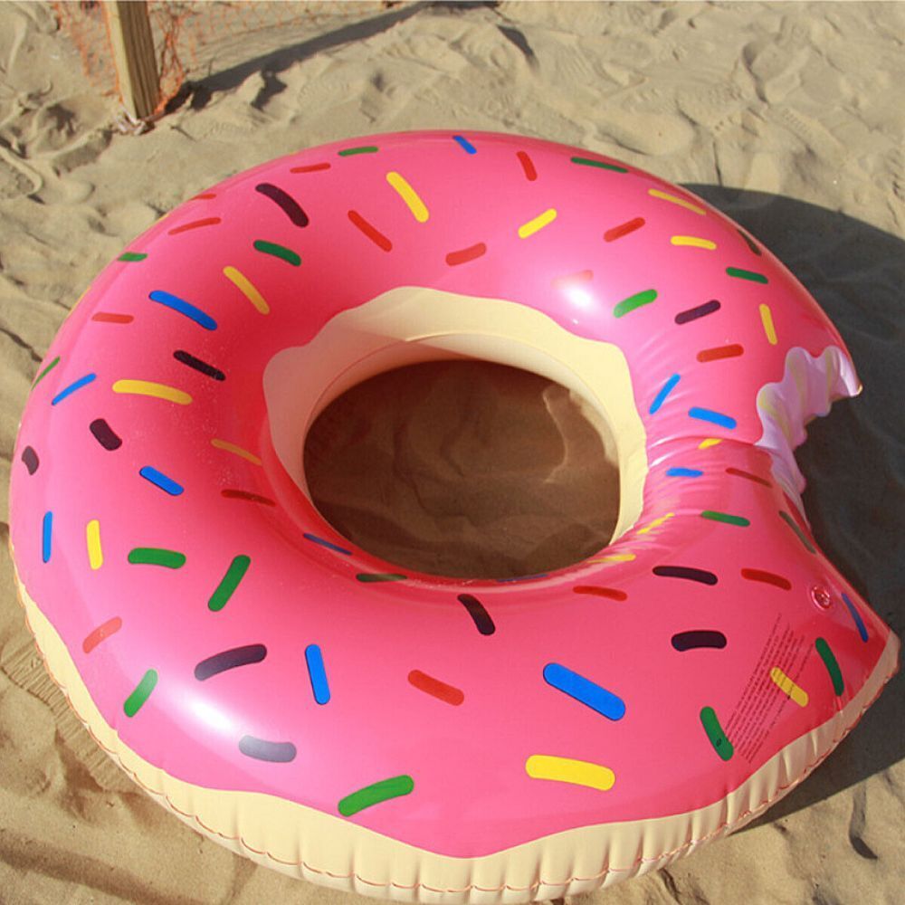 Pink Inflatable Giant Donut Raft | Swim Ring Float | Swimming Pool Beach Lounge | 90CM